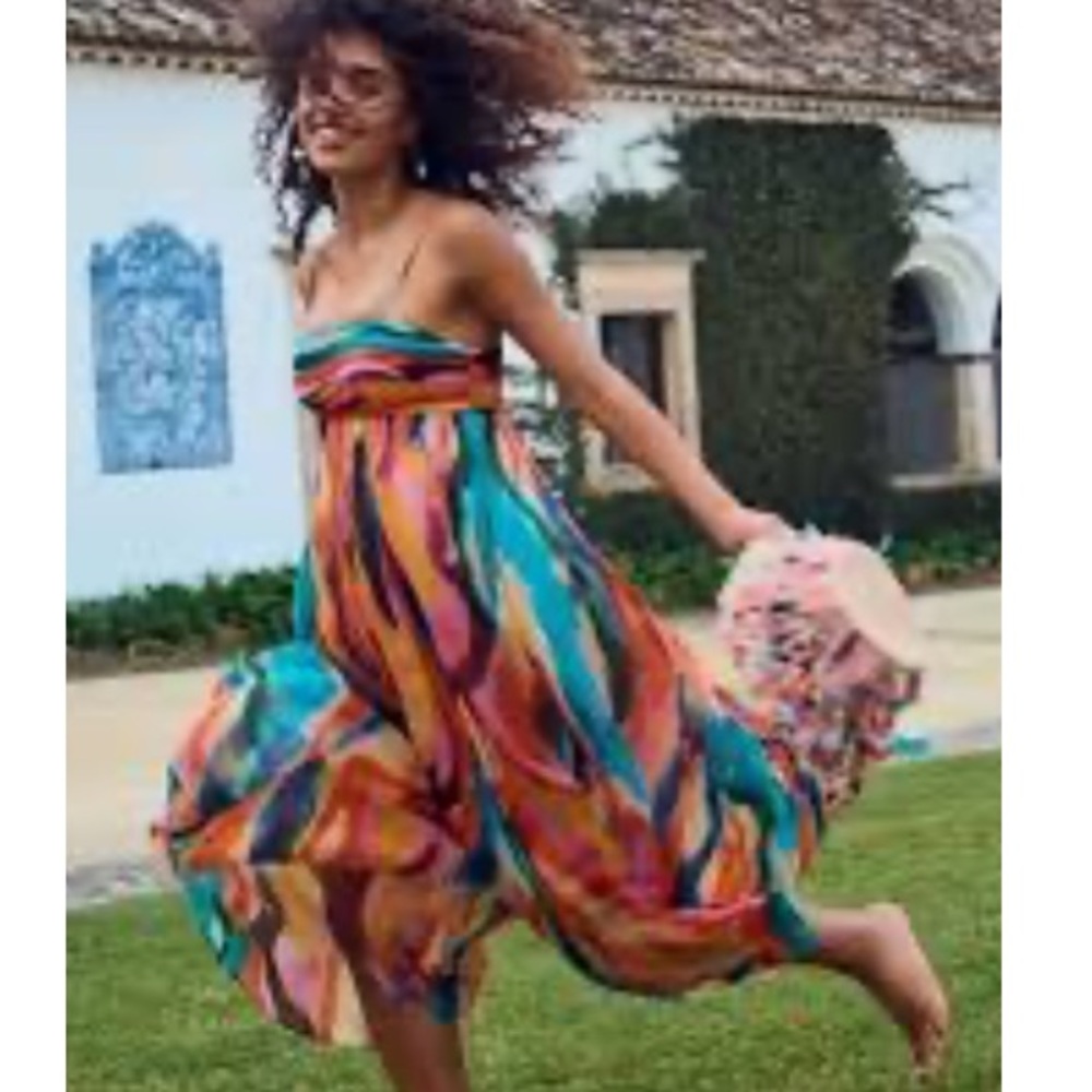 BHLDN Multicolor Striped Midi Dress with Teal Accents - Picture 10 of 10
